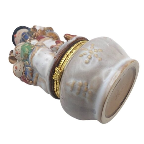 Kirklands Potters Garden Ceramic Snowman Keepsake Trinket Box Christmas Holiday - Picture 7 of 7